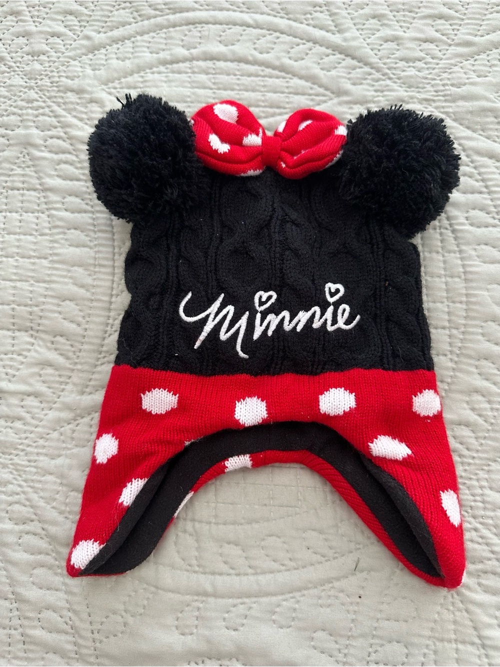 Disney Minnie Mouse Toddler Girls Beanie Pom Pom Ears